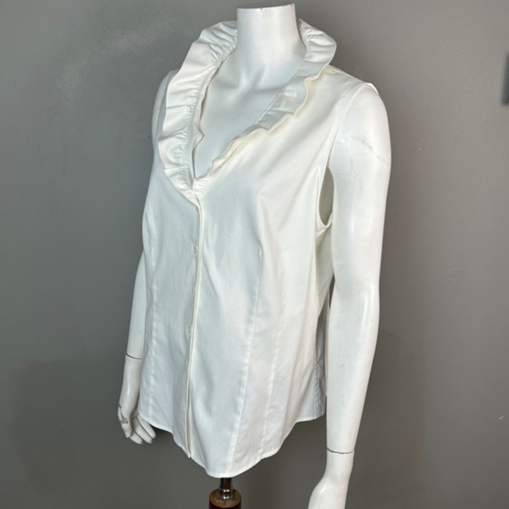 Brooks Brothers blouse Womens size 16 White Sleeveless Button Down Summer Office - Picture 9 of 9